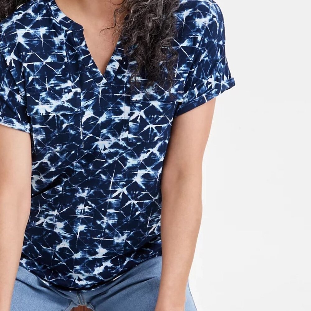 NWT Style & Co Split Neck Popover Floral Top XL  Get Ready for Spring